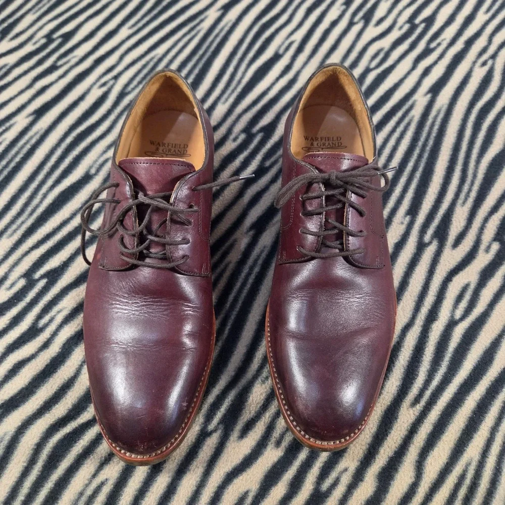 Warfield & Grand Dillinger Oxford Shoes Burgundy Leather Lug Sole Mens 9 60912